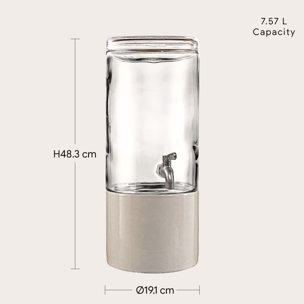 Glass Beverage Dispenser With Ceramic Base
