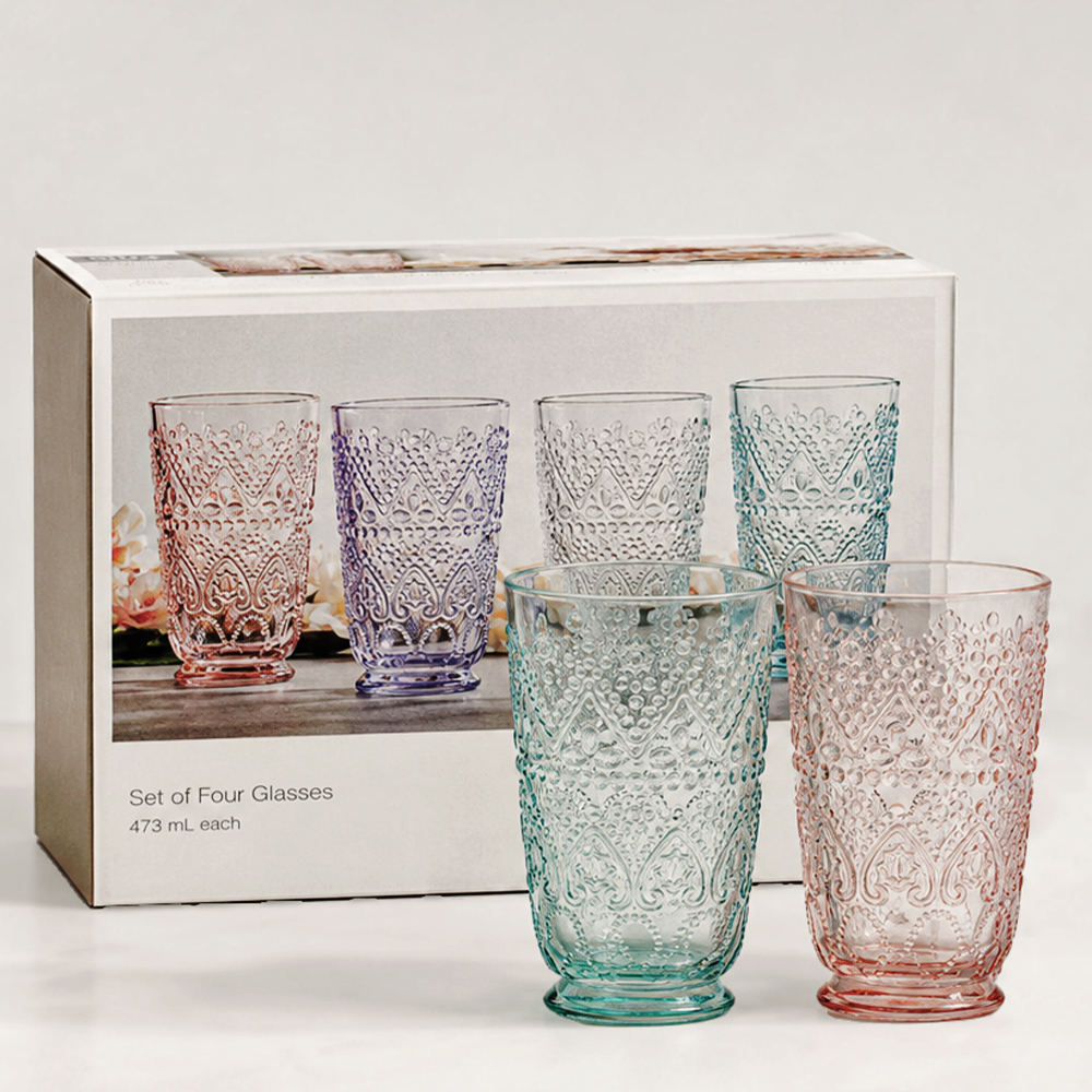 Embossed Glass Tumbler Set