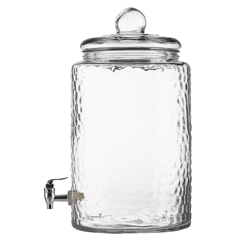 Hammered Glass Beverage Dispenser