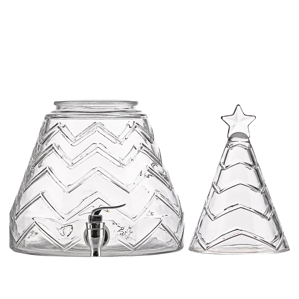 Christmas Tree Glass Beverage Dispenser