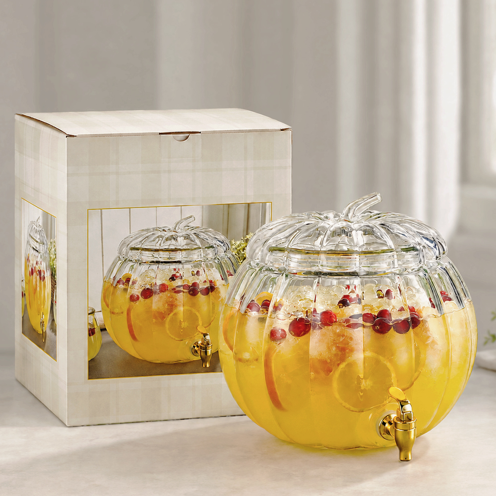 Pumpkin Glass Beverage Dispenser