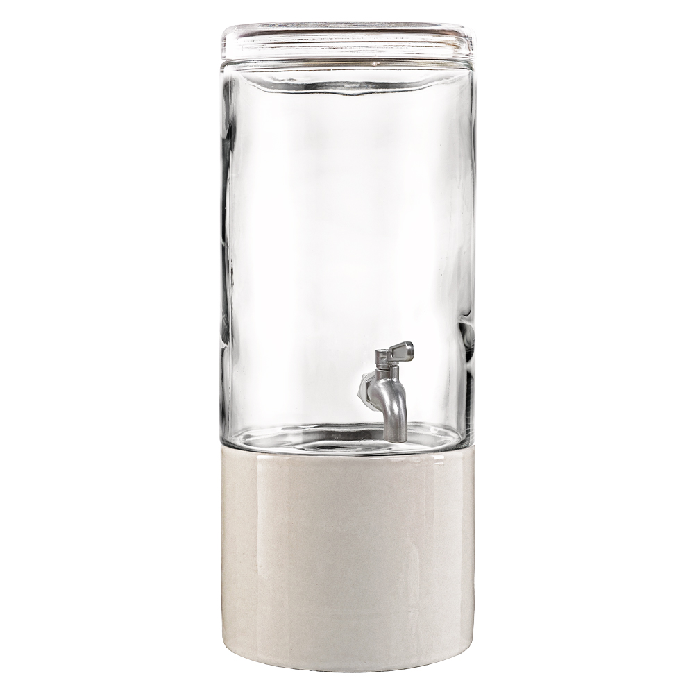 Glass Beverage Dispenser With Ceramic Base