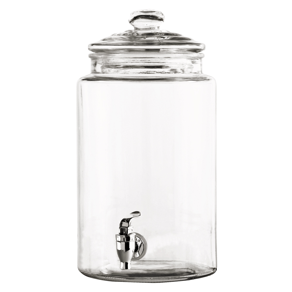 Double Glass Beverage Dispenser With Raised Metal Stand