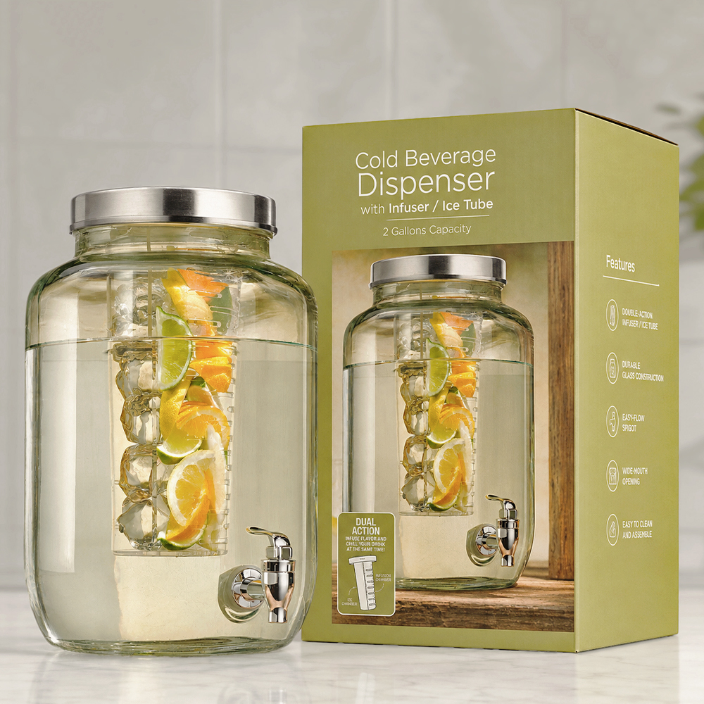 Infuser Glass Beverage Dispenser