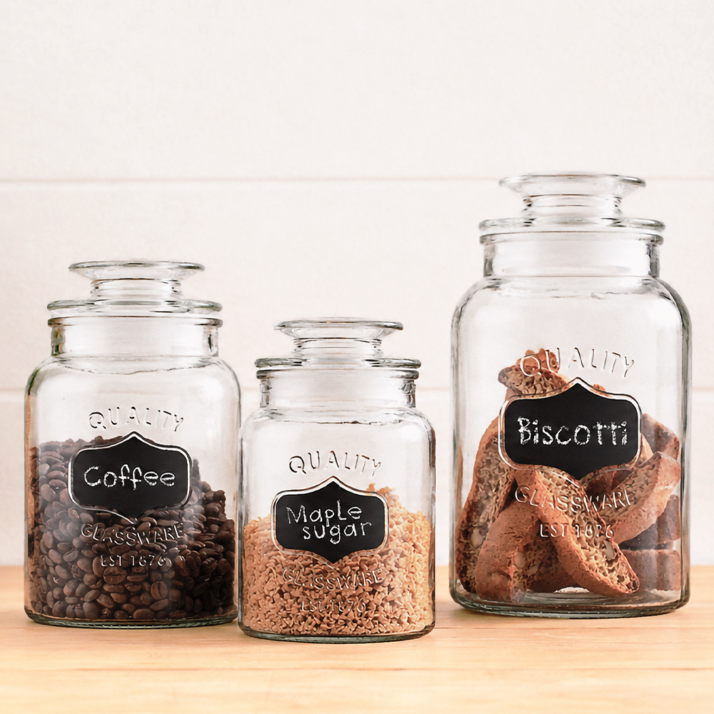 Glass Canister Set With Labels