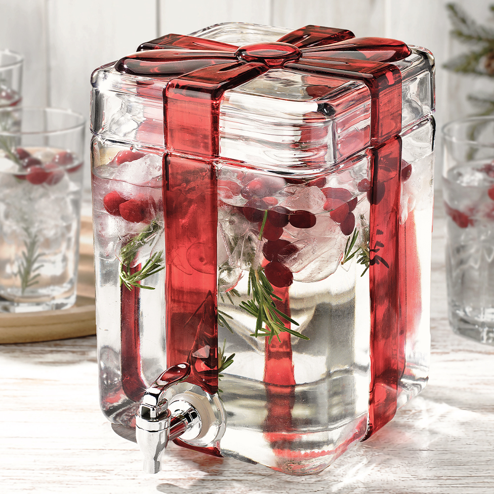 Christmas Gift Glass Beverage Dispenser