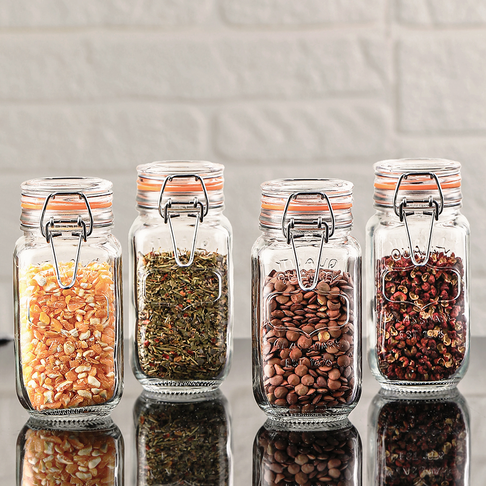 Clip-Top Glass Spice Jar Set