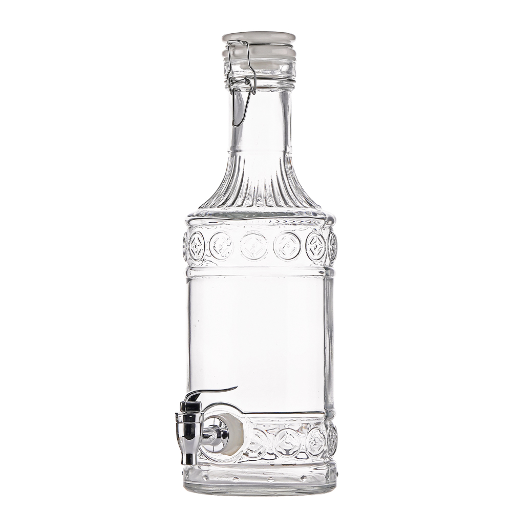Double Clip-Top Glass Beverage Dispenser With Stand