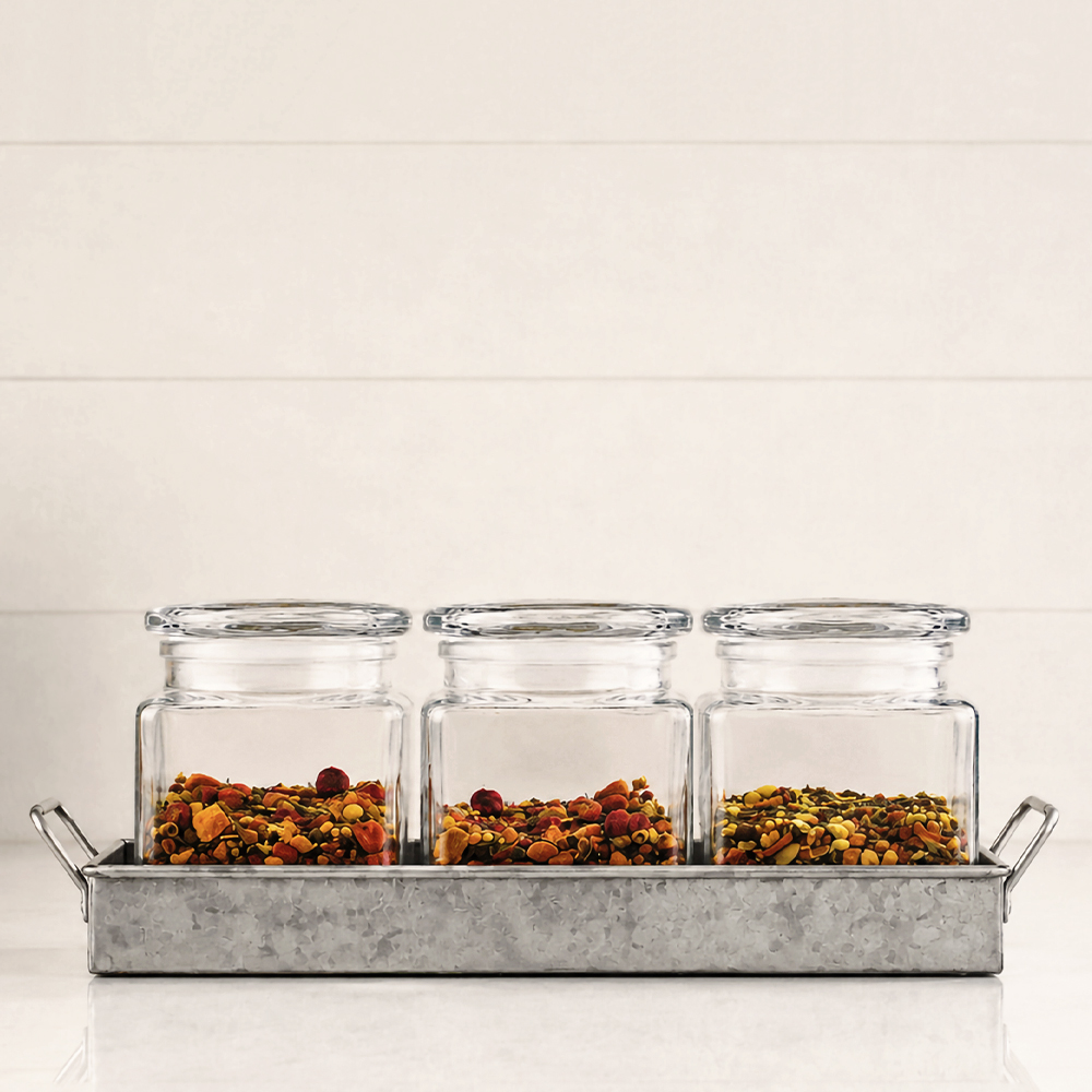 Glass Canister & Tray Set