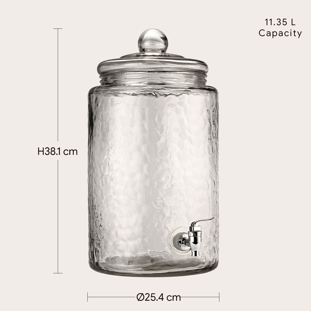 Hammered Glass Beverage Dispenser