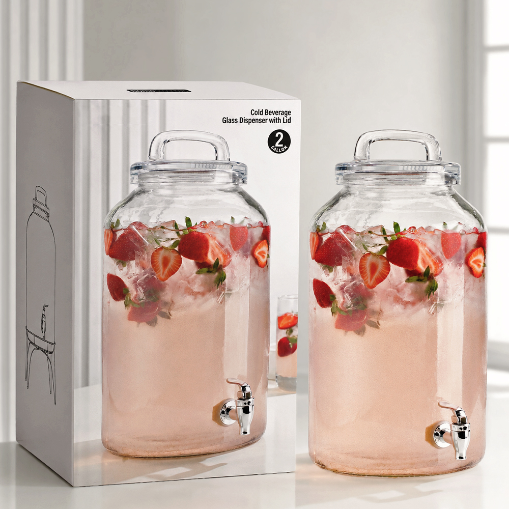 2-Gallon Glass Beverage Dispenser