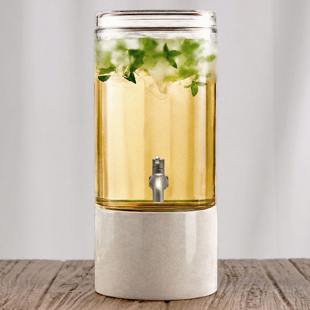 Glass Beverage Dispenser With Ceramic Base