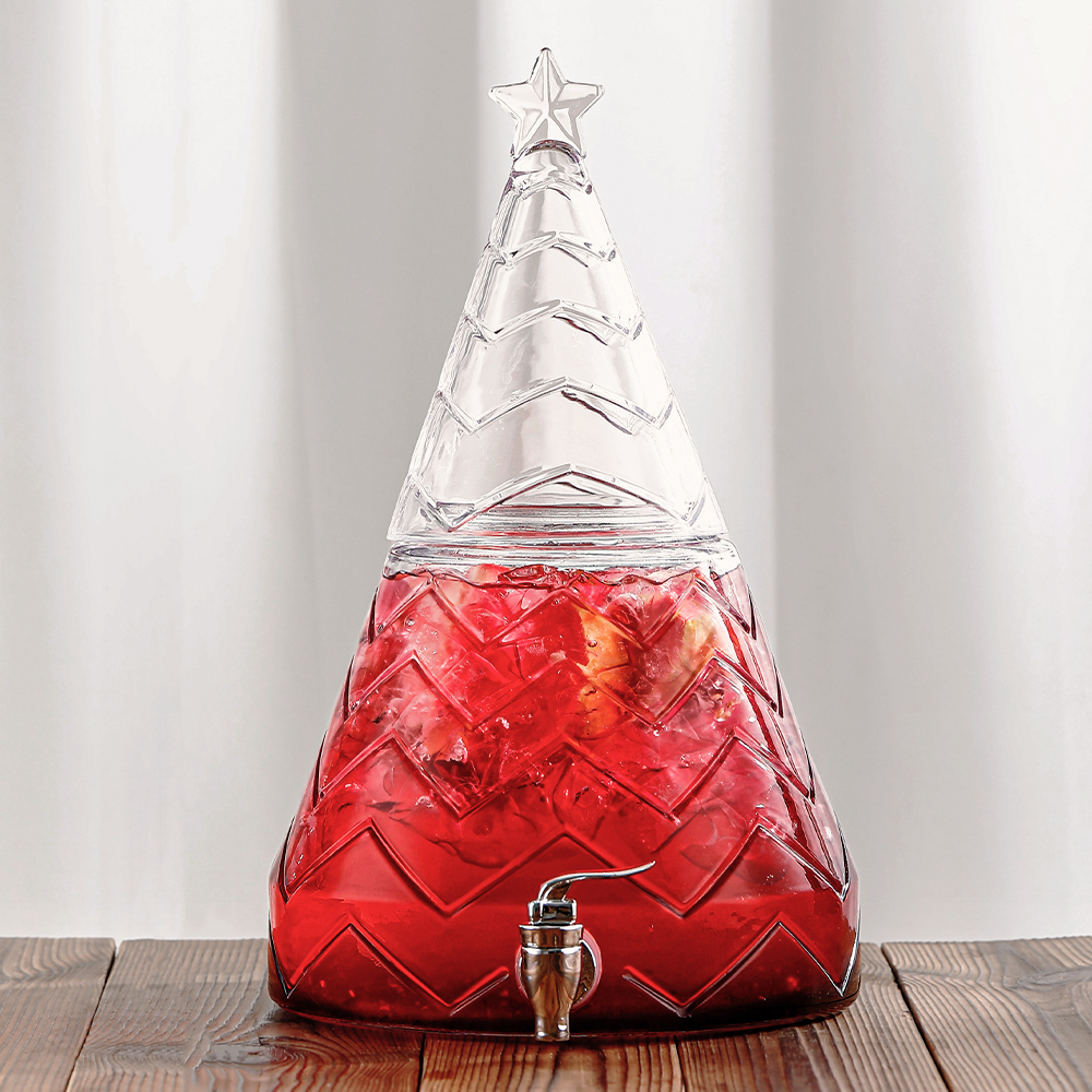 Christmas Tree Glass Beverage Dispenser