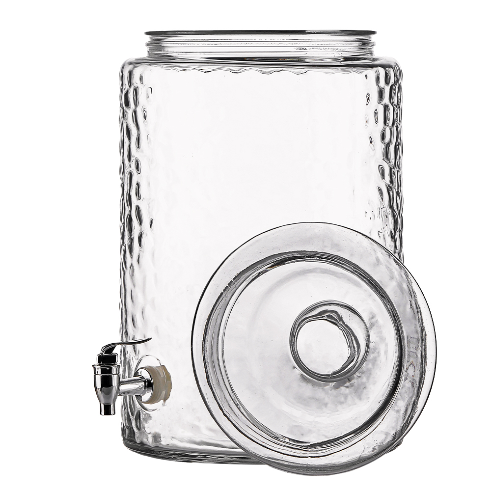 Hammered Glass Beverage Dispenser